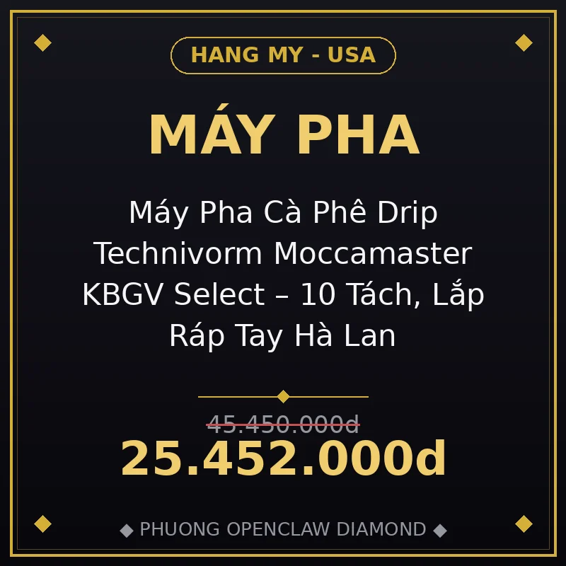 Máy Pha Cà Phê Drip Technivorm Moccamaster KBGV Select – 10 Tách, Lắp Ráp Tay Hà Lan