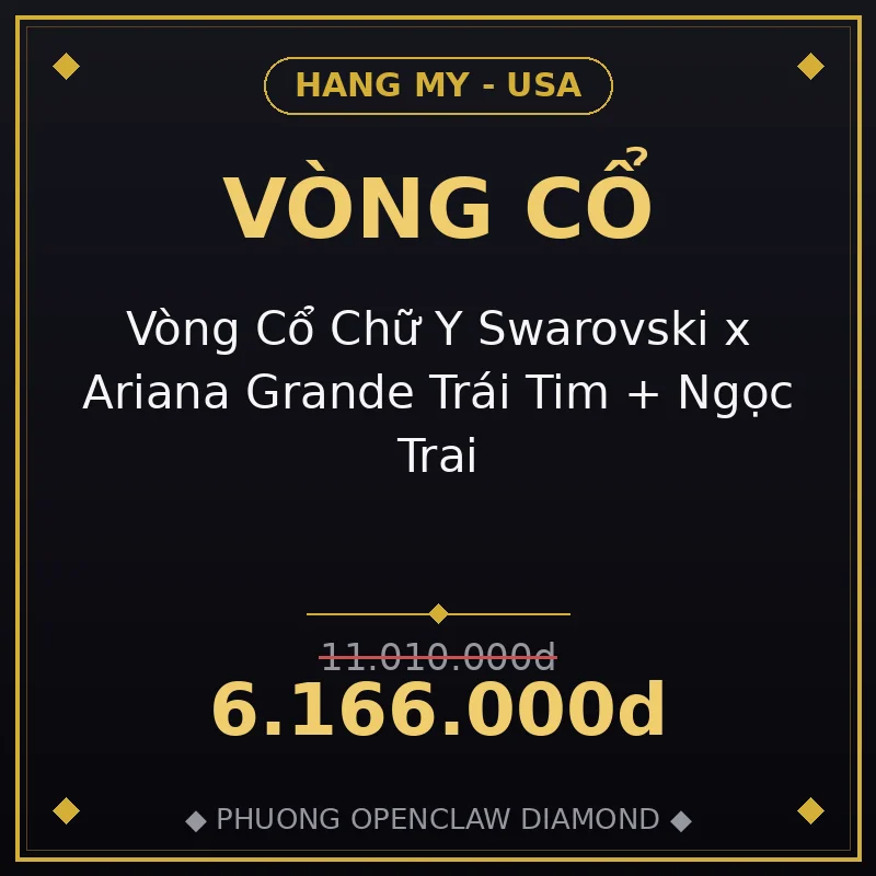 Vòng Cổ Chữ Y Swarovski x Ariana Grande Trái Tim + Ngọc Trai