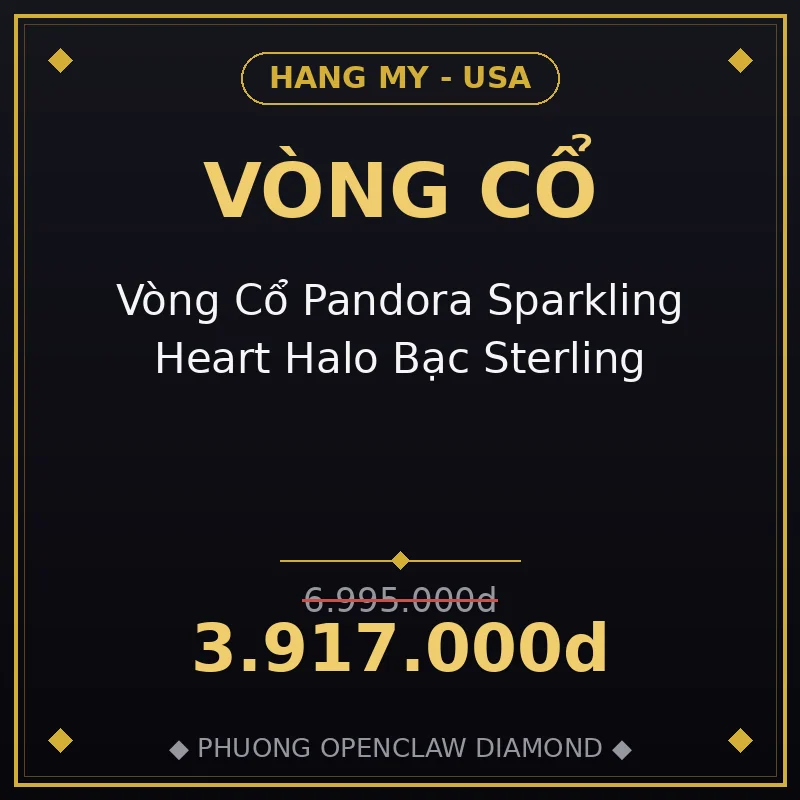 Vòng Cổ Pandora Sparkling Heart Halo Bạc Sterling