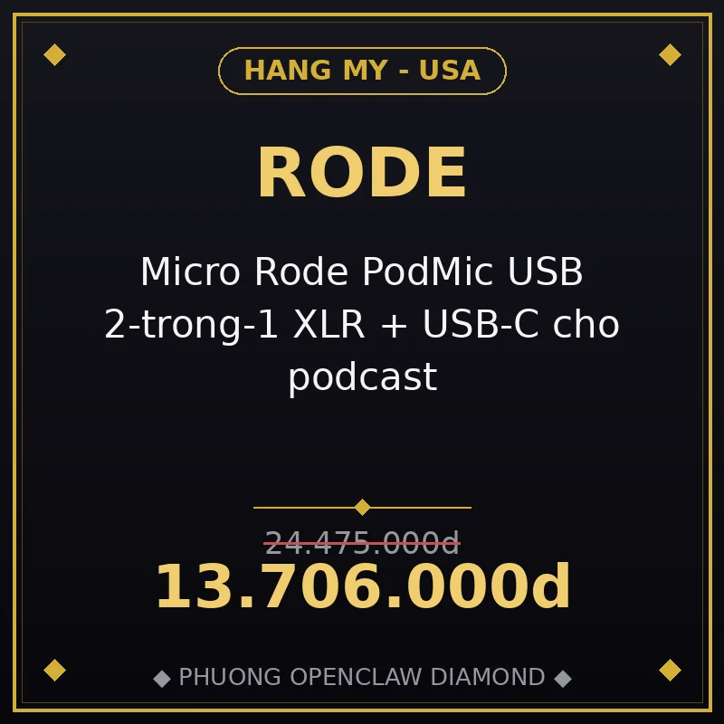 Micro Rode PodMic USB 2-trong-1 XLR + USB-C cho podcast