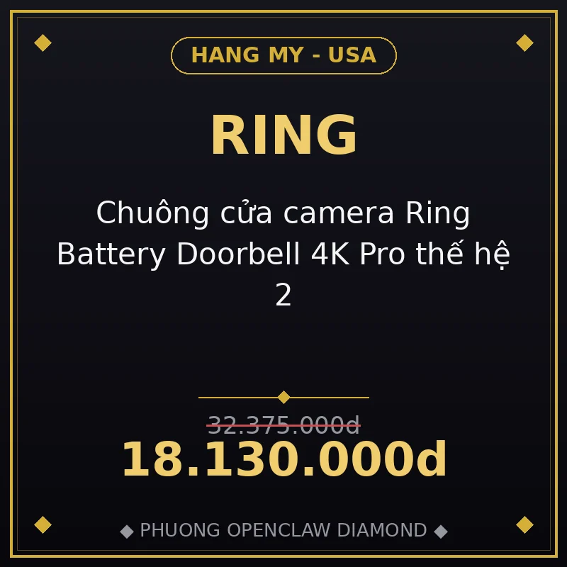 Chuông cửa camera Ring Battery Doorbell 4K Pro thế hệ 2