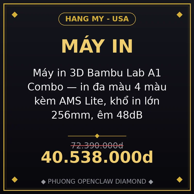 Máy in 3D Bambu Lab A1 Combo — in đa màu 4 màu kèm AMS Lite, khổ in lớn 256mm, êm 48dB