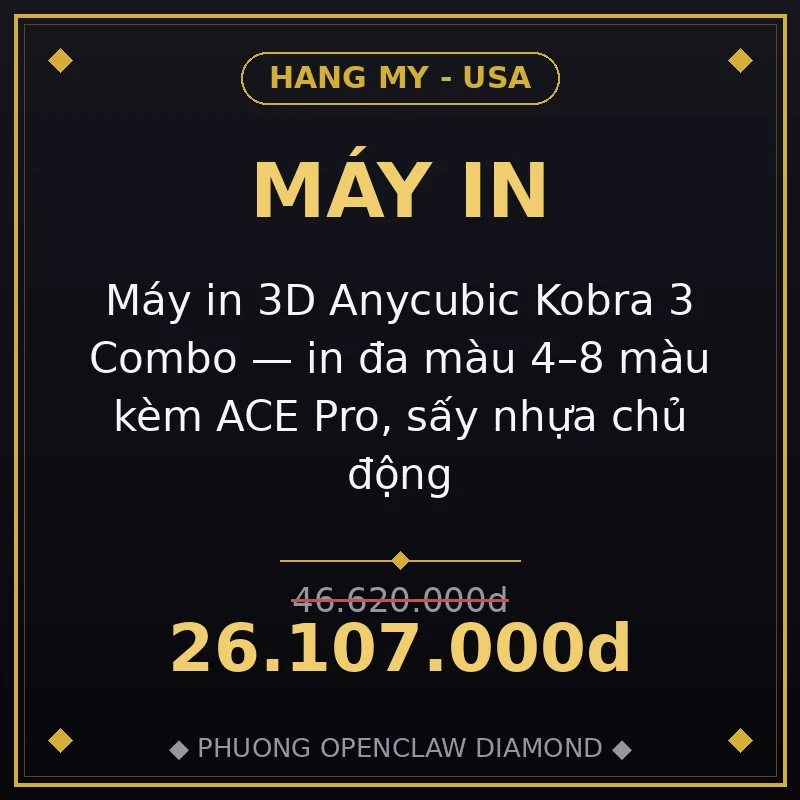 Máy in 3D Anycubic Kobra 3 Combo — in đa màu 4–8 màu kèm ACE Pro, sấy nhựa chủ động