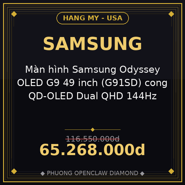 Màn hình Samsung Odyssey OLED G9 49 inch (G91SD) cong QD-OLED Dual QHD 144Hz