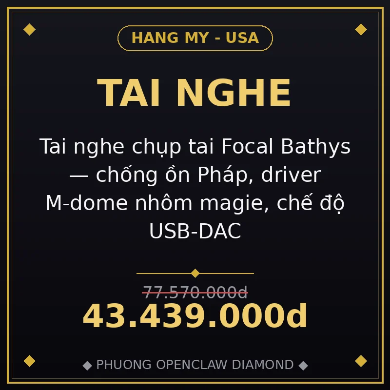 Tai nghe chụp tai Focal Bathys — chống ồn Pháp, driver M-dome nhôm magie, chế độ USB-DAC