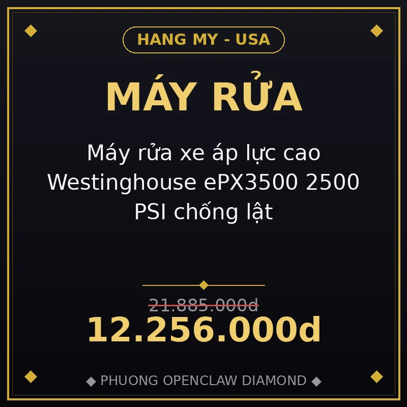 Máy rửa xe áp lực cao Westinghouse ePX3500 2500 PSI chống lật