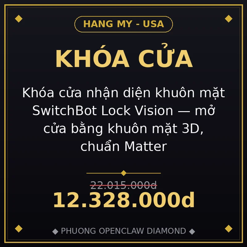 Khóa cửa nhận diện khuôn mặt SwitchBot Lock Vision — mở cửa bằng khuôn mặt 3D, chuẩn Matter