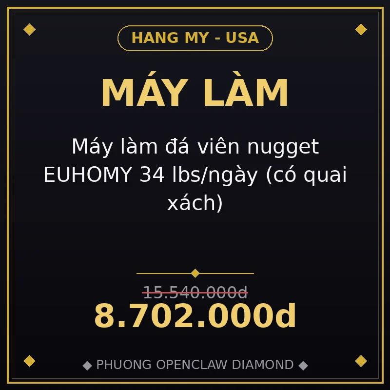 Máy làm đá viên nugget EUHOMY 34 lbs/ngày (có quai xách)