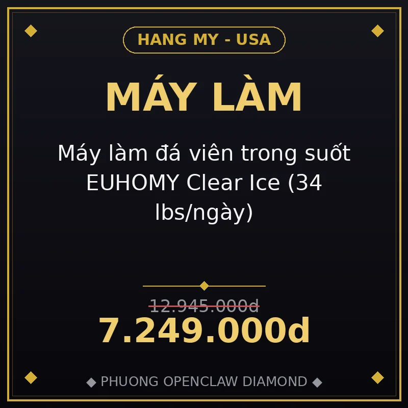 Máy làm đá viên trong suốt EUHOMY Clear Ice (34 lbs/ngày)