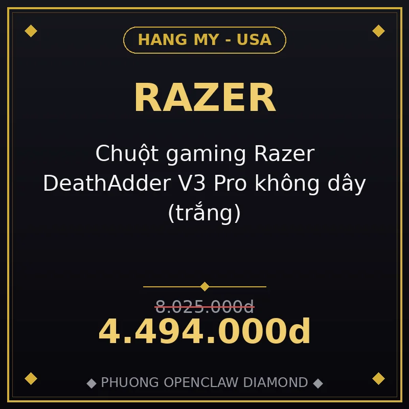 Chuột gaming Razer DeathAdder V3 Pro không dây (trắng)