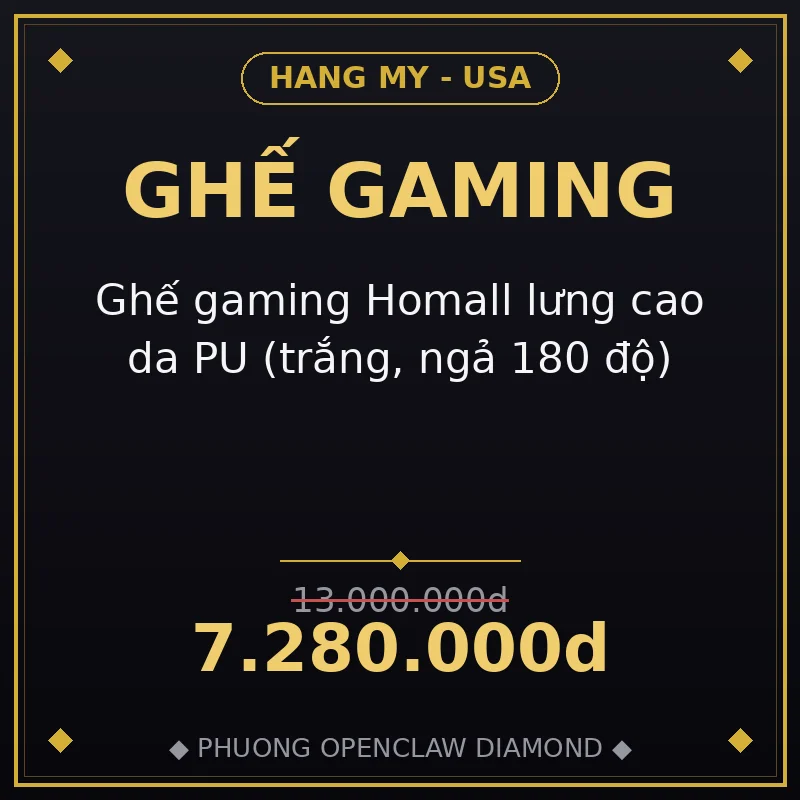 Ghế gaming Homall lưng cao da PU (trắng, ngả 180 độ)
