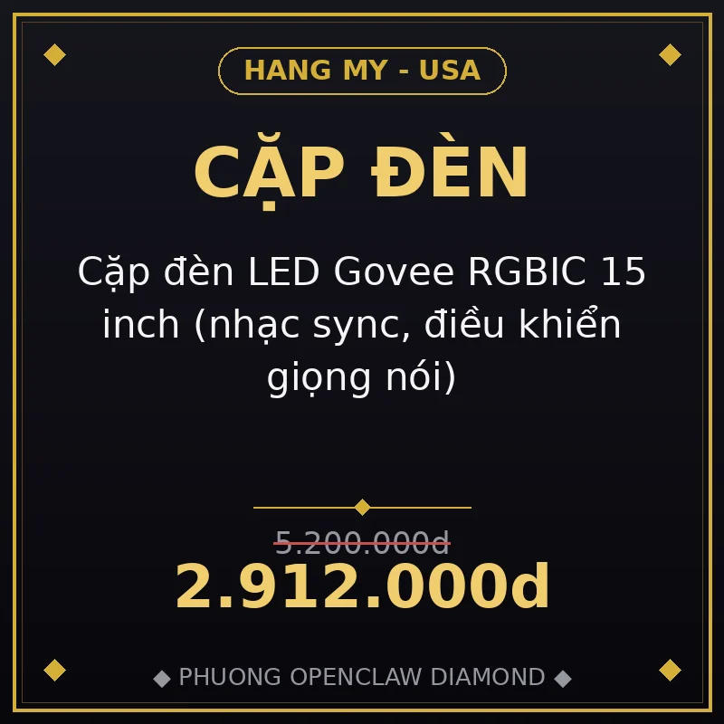 Cặp đèn LED Govee RGBIC 15 inch (nhạc sync, điều khiển giọng nói)