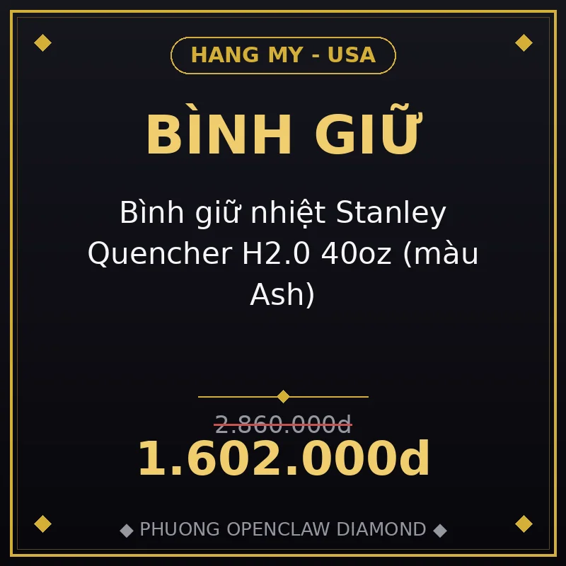 Bình giữ nhiệt Stanley Quencher H2.0 40oz (màu Ash)