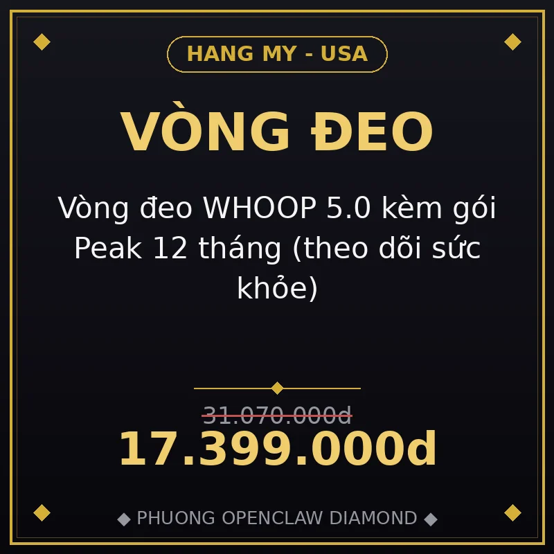 Vòng đeo WHOOP 5.0 kèm gói Peak 12 tháng (theo dõi sức khỏe)
