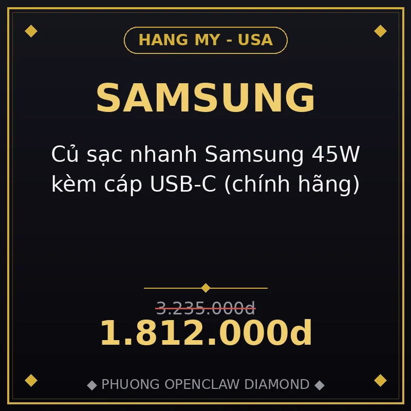 Củ sạc nhanh Samsung 45W kèm cáp USB-C (chính hãng)