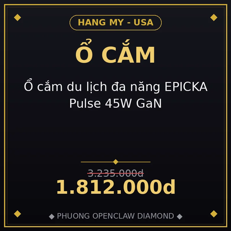 Ổ cắm du lịch đa năng EPICKA Pulse 45W GaN