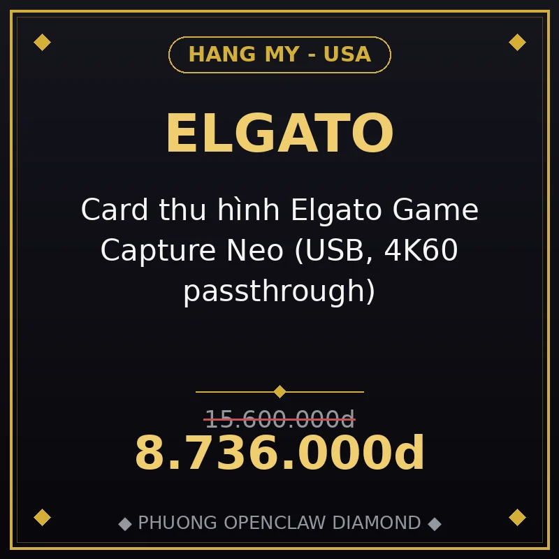 Card thu hình Elgato Game Capture Neo (USB, 4K60 passthrough)