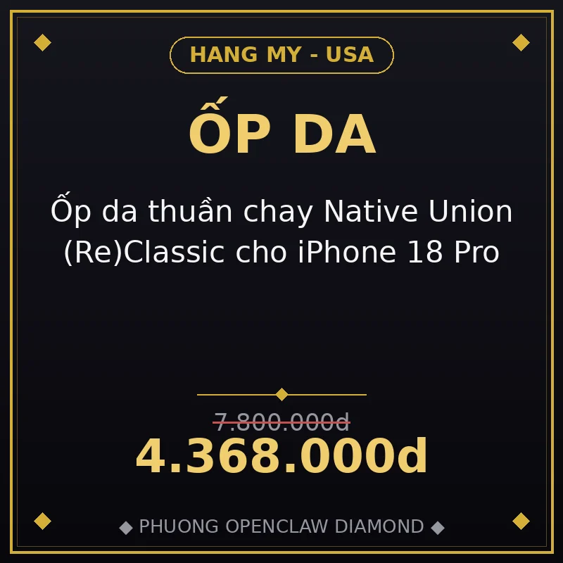 Ốp da thuần chay Native Union (Re)Classic cho iPhone 18 Pro