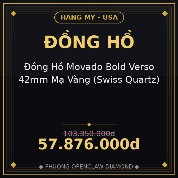 Đồng Hồ Movado Bold Verso 42mm Mạ Vàng (Swiss Quartz)