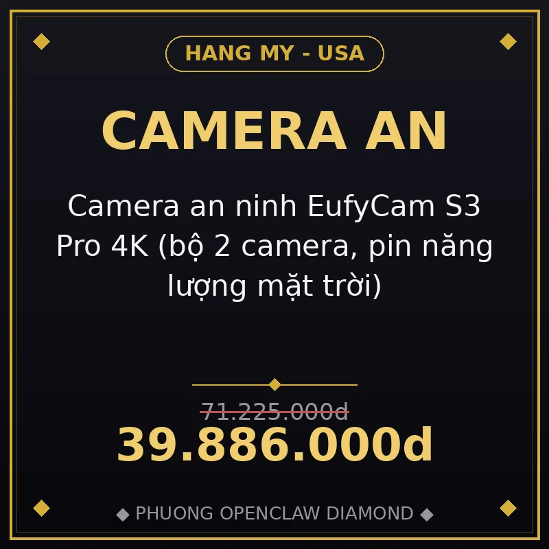 Camera an ninh EufyCam S3 Pro 4K (bộ 2 camera, pin năng lượng mặt trời)