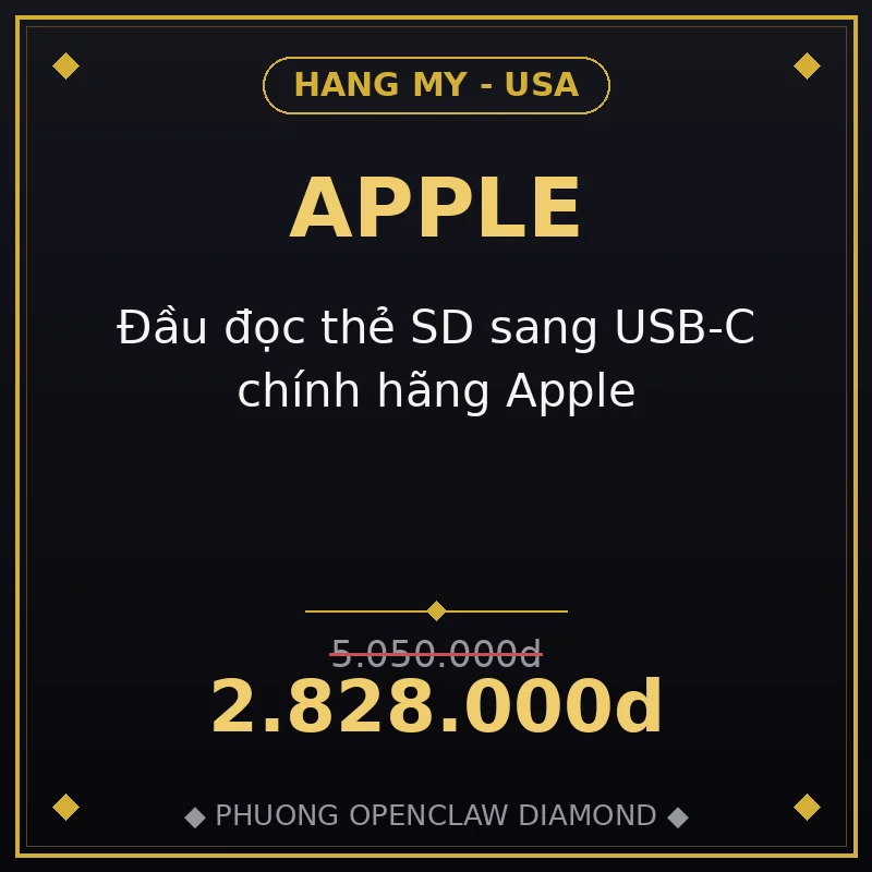 Đầu đọc thẻ SD sang USB-C chính hãng Apple