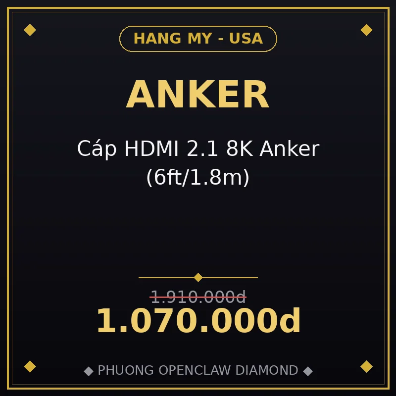 Cáp HDMI 2.1 8K Anker (6ft/1.8m)