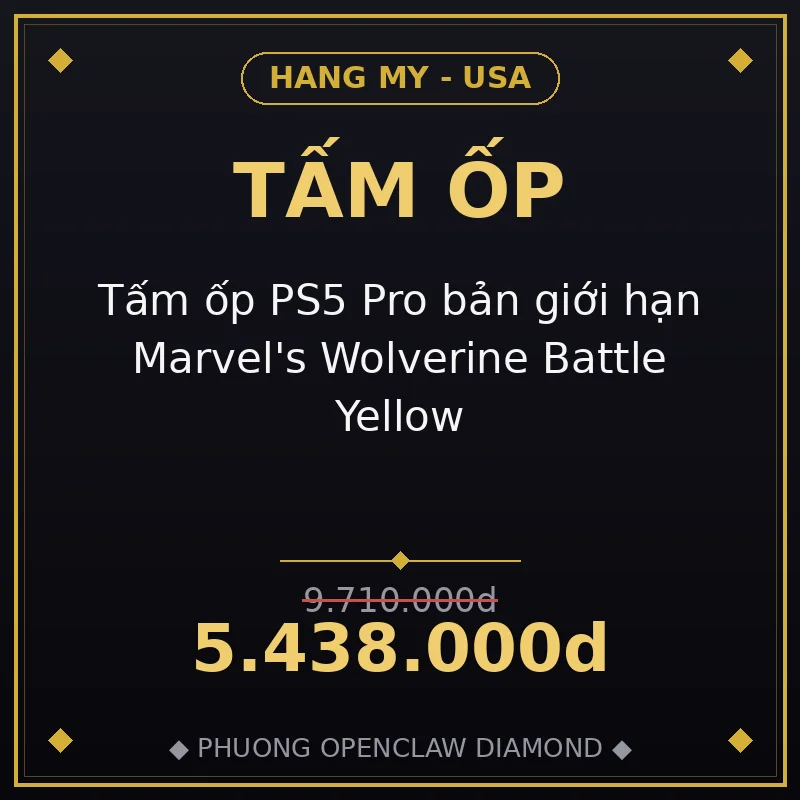 Tấm ốp PS5 Pro bản giới hạn Marvel's Wolverine Battle Yellow