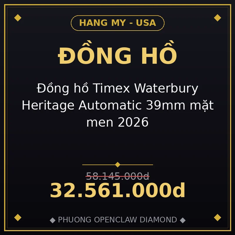 Đồng hồ Timex Waterbury Heritage Automatic 39mm mặt men 2026