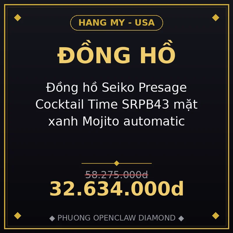 Đồng hồ Seiko Presage Cocktail Time SRPB43 mặt xanh Mojito automatic