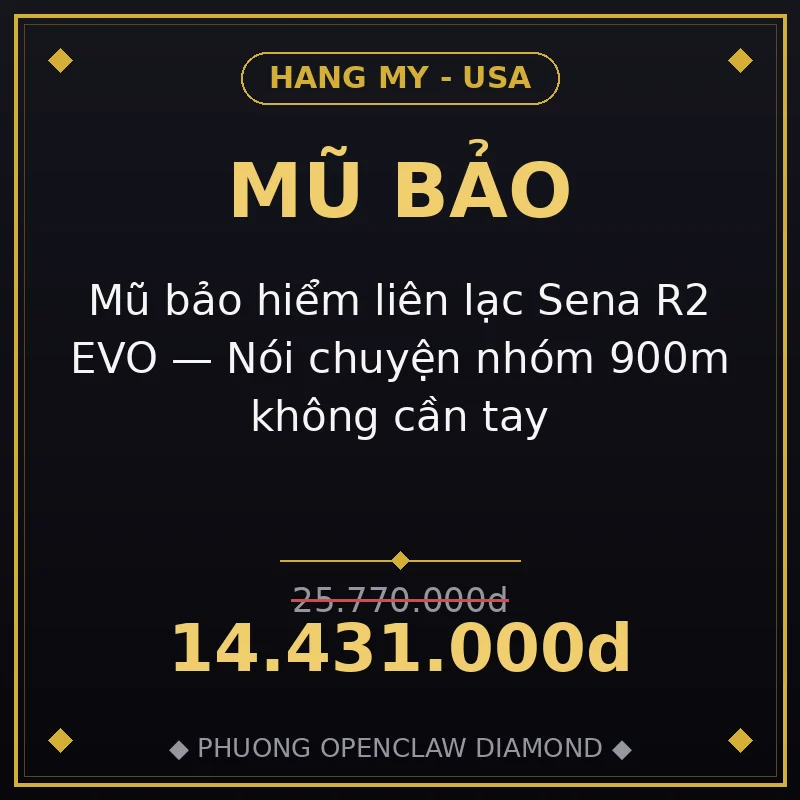 Mũ bảo hiểm liên lạc Sena R2 EVO — Nói chuyện nhóm 900m không cần tay