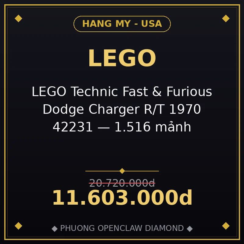 LEGO Technic Fast & Furious Dodge Charger R/T 1970 42231 — 1.516 mảnh