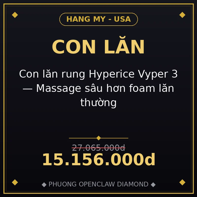 Con lăn rung Hyperice Vyper 3 — Massage sâu hơn foam lăn thường