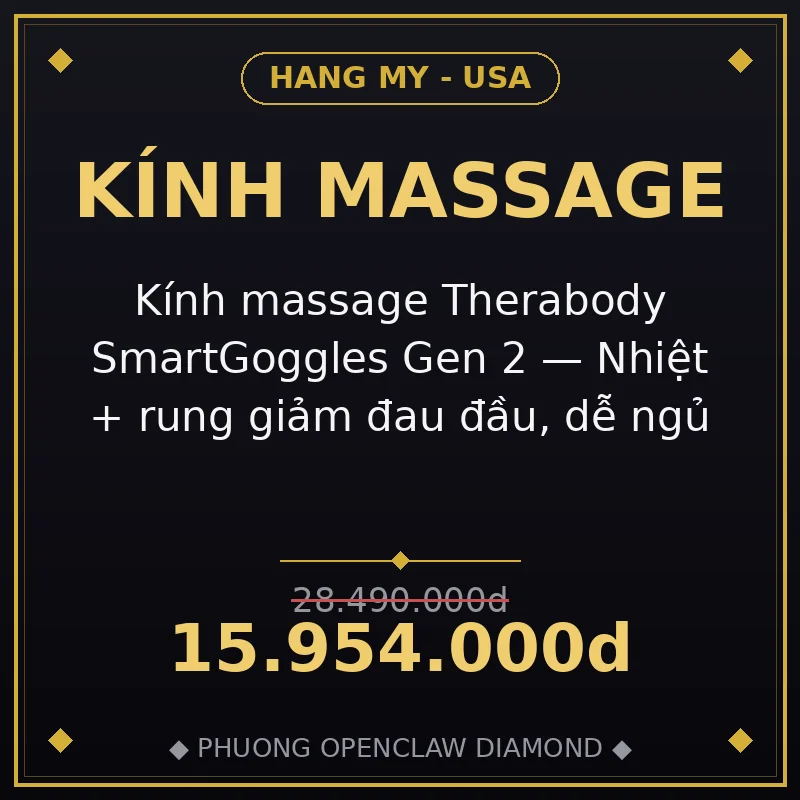 Kính massage Therabody SmartGoggles Gen 2 — Nhiệt + rung giảm đau đầu, dễ ngủ
