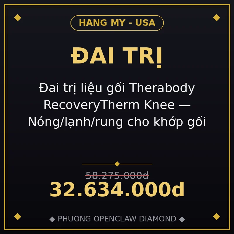 Đai trị liệu gối Therabody RecoveryTherm Knee — Nóng/lạnh/rung cho khớp gối